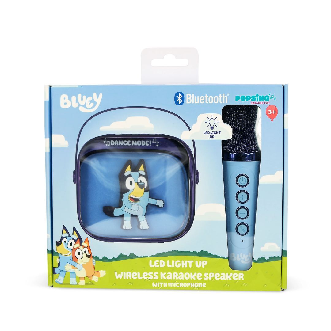 OTL Technologies Bluey PopSing LED Light-Up Bluetooth Karaoke Speaker & Microphone Blue