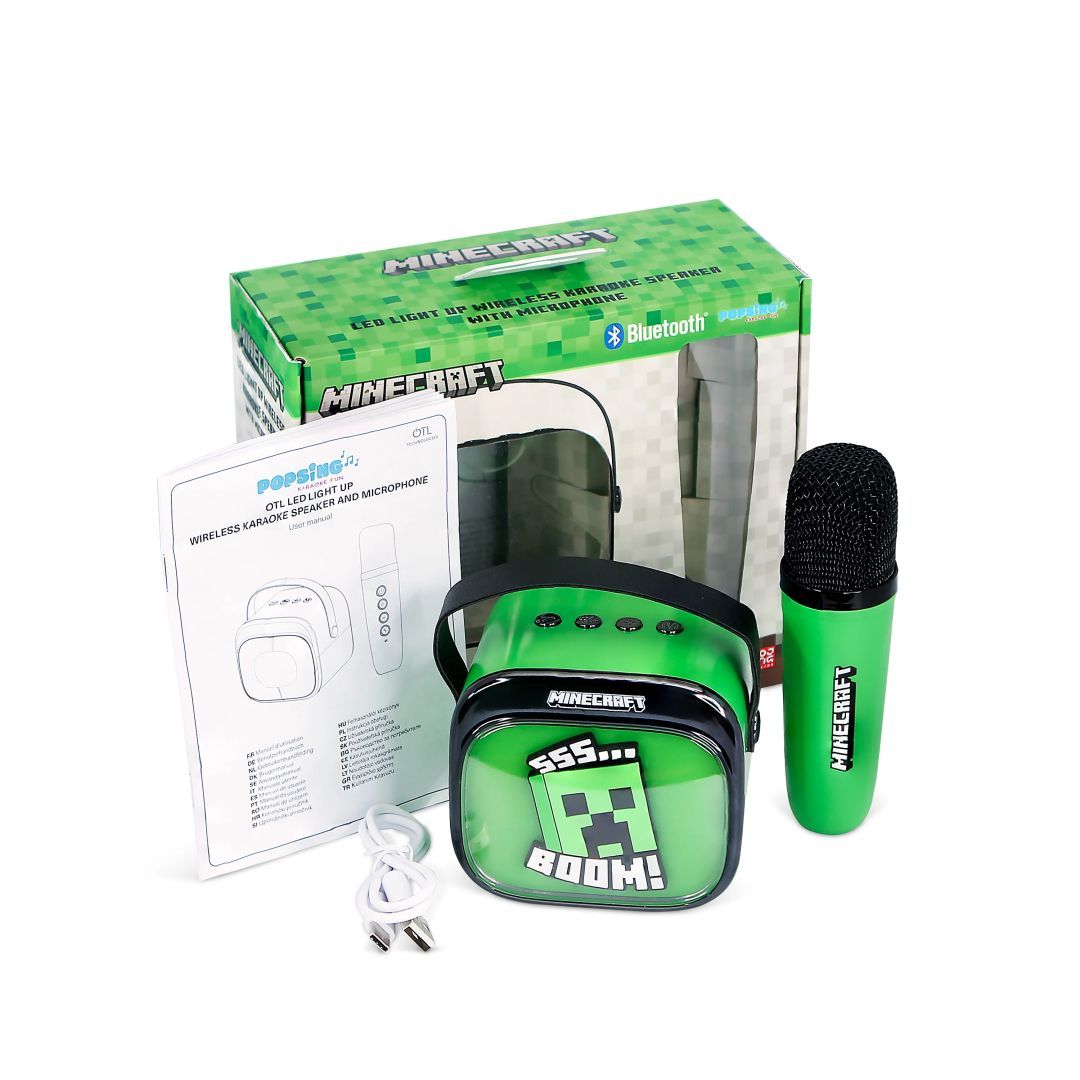 OTL Technologies Minecraft PopSing LED Light-Up Bluetooth Karaoke Speaker & Microphone Green OTL Technologies Minecraft PopSing LED Light-Up Bluetooth Karaoke Speaker & Microphone Green