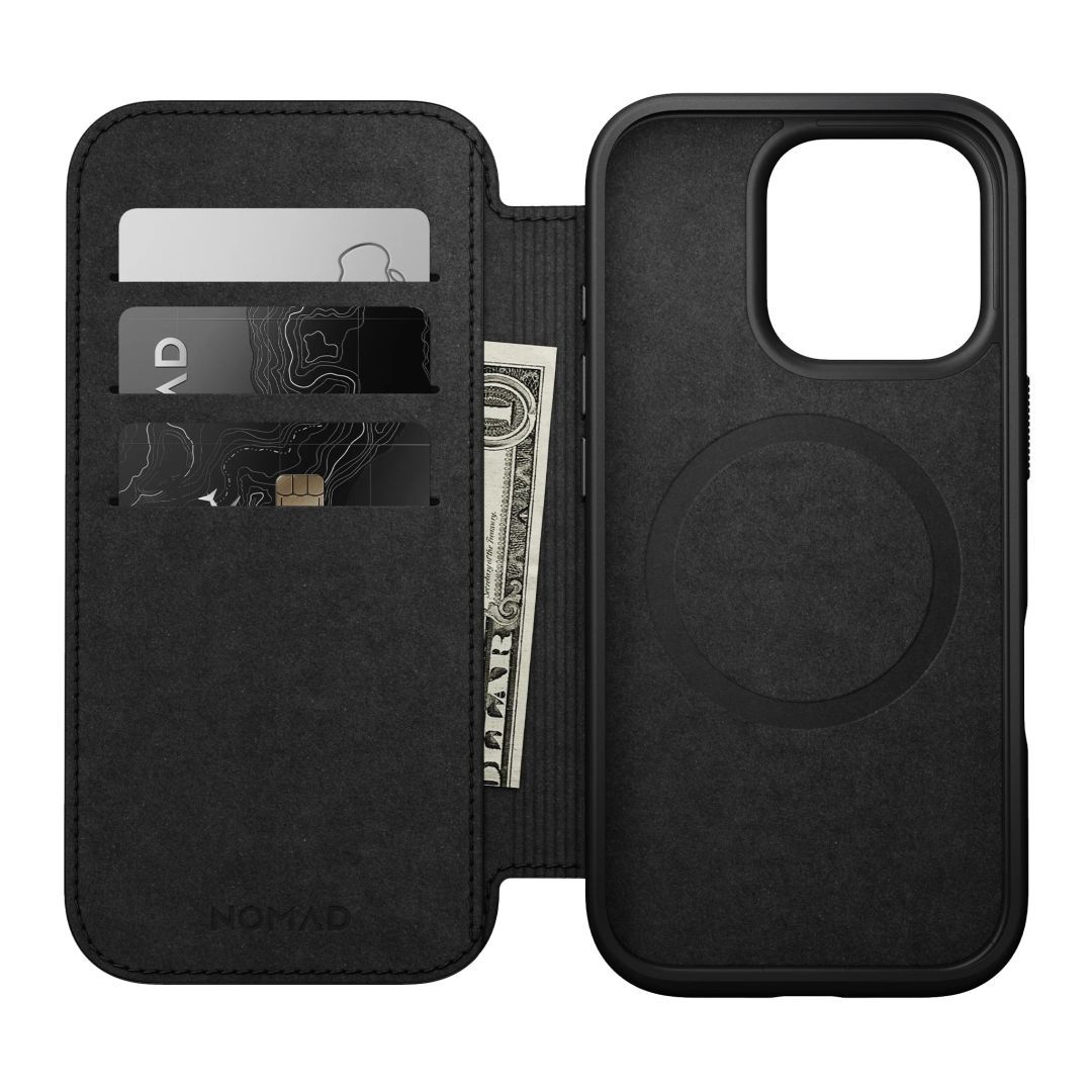 Nomad Modern Leather Folio iPhone 16 Pro Black