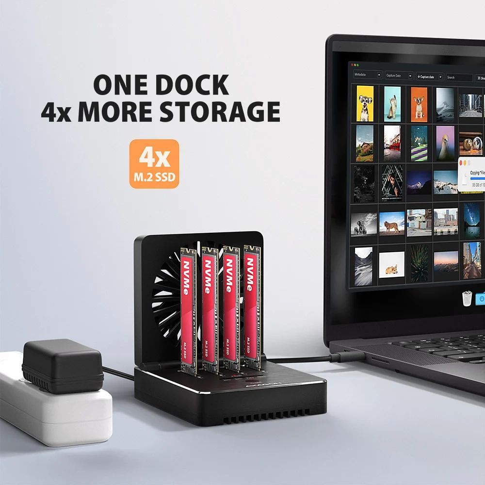 AXAGON ADSA-M2C44 USB4 docking station for 4x M.2 NVMe SSDs with disk cloning function without a PC