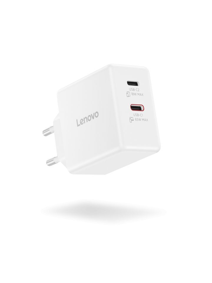 Lenovo Dual USB-C 65W GaN Charger White