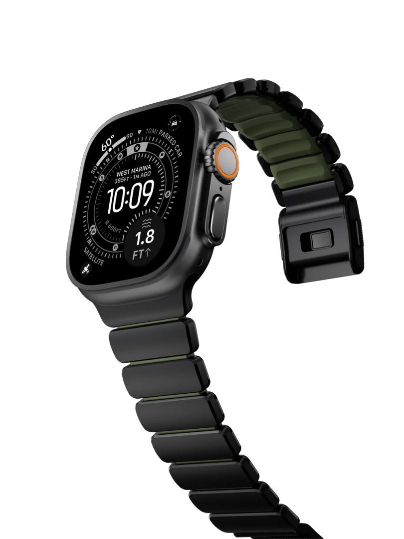 Nomad Stratos Band FKM AW 45/46/49mm Black Titanium Forest Green