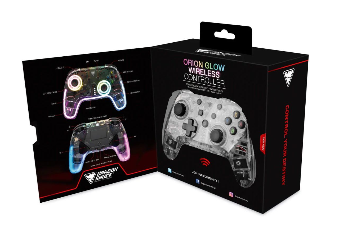 Dragonshock Orion Glow for Nintendo Switch Gamepad Transparent