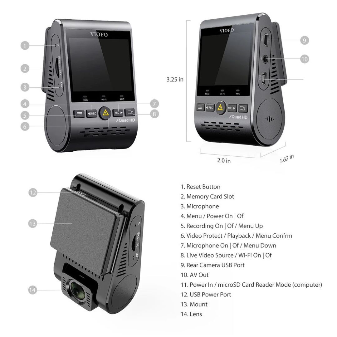 VIOFO A129 Plus Duo Dual Channel Dash Cam Black VIOFO A129 Plus Duo Dual Channel Dash Cam Black