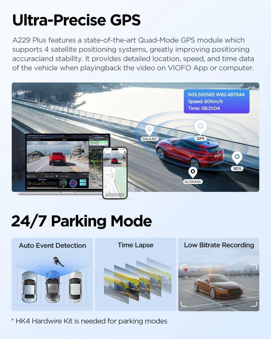 VIOFO A229 Plus 3CH Dash Cam Black VIOFO A229 Plus 3CH Dash Cam Black