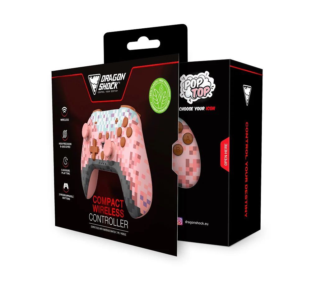 Dragonshock PopTop Bluetooth Gamepad Pink Cube