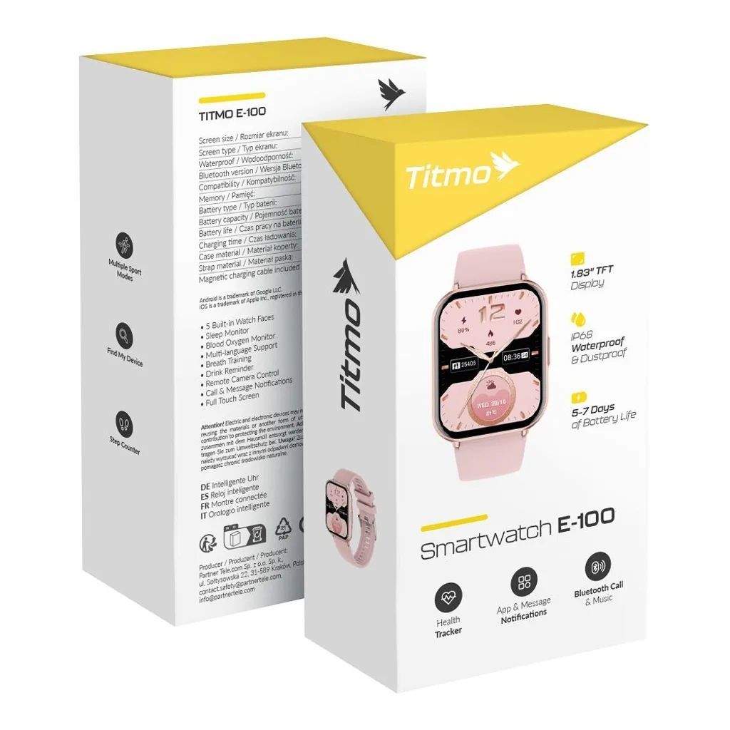 TITMO E-100 Smart Watch Pink
