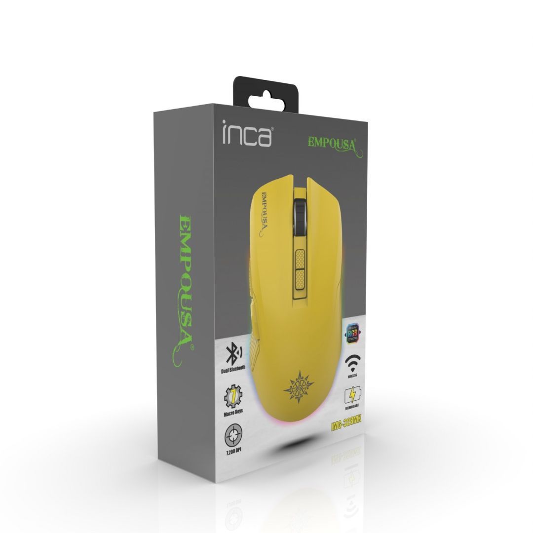 INCA IMG-328MX RGB Wireless Bluetooth Gaming Mouse Yellow INCA IMG-328MX RGB Wireless Bluetooth Gaming Mouse Yellow