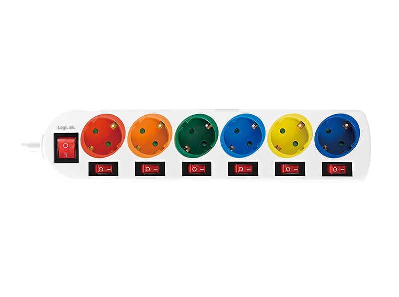 Logilink Hálózati Elosztó Kapcsolóval 6DIN 1,5m Multicolor