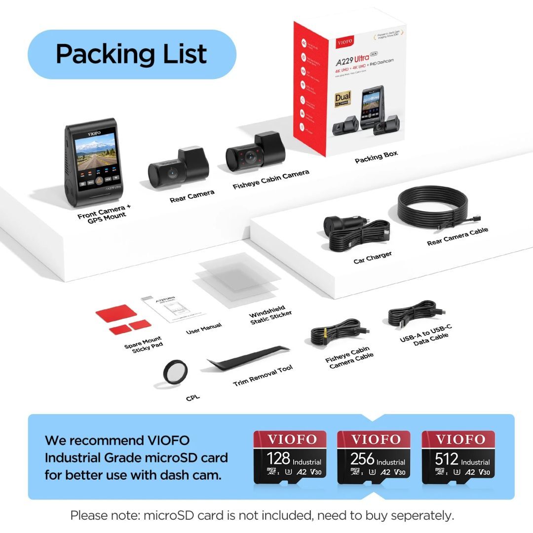 VIOFO A229 Ultra 3CH Dash Cam Black VIOFO A229 Ultra 3CH Dash Cam Black