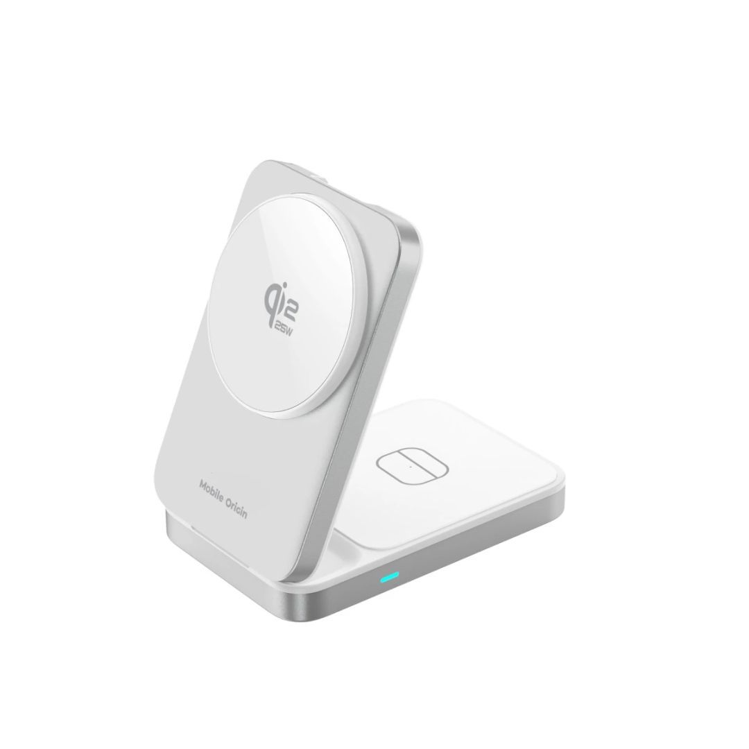 Mobile Origin 3in1 Qi2 MagSafe Compatible Foldable Charging Stand 25W PW35 Silver Mobile Origin 3in1 Qi2 MagSafe Compatible Foldable Charging Stand 25W PW35 Silver