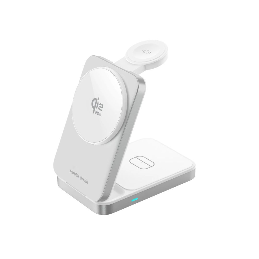 Mobile Origin 3in1 Qi2 MagSafe Compatible Foldable Charging Stand 25W PW35 Silver Mobile Origin 3in1 Qi2 MagSafe Compatible Foldable Charging Stand 25W PW35 Silver