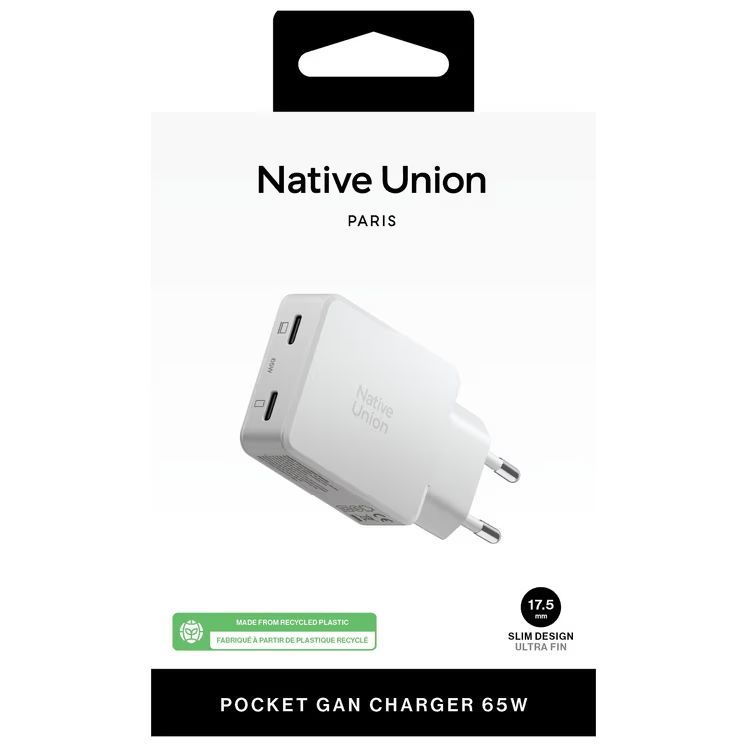Native Union Pocket GaN Charger 2xUSB-C PD 65W White Native Union Pocket GaN Charger 2xUSB-C PD 65W White