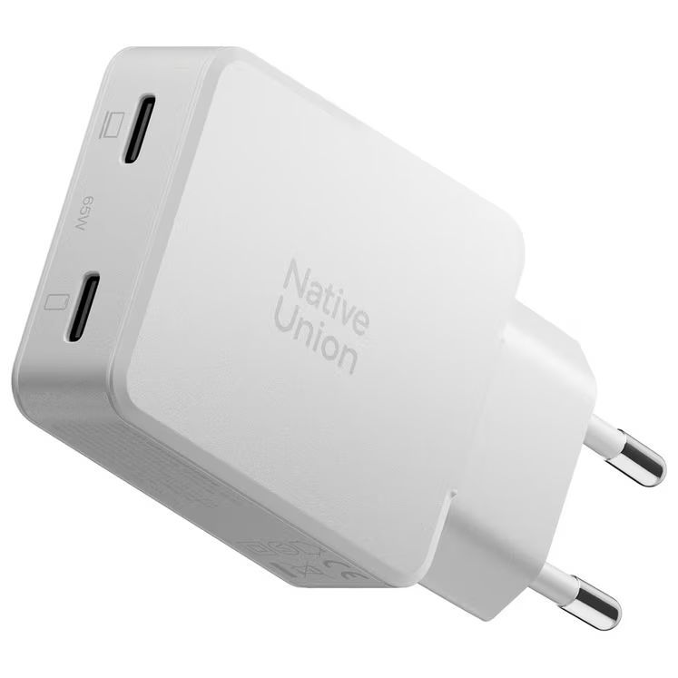 Native Union Pocket GaN Charger 2xUSB-C PD 65W White Native Union Pocket GaN Charger 2xUSB-C PD 65W White