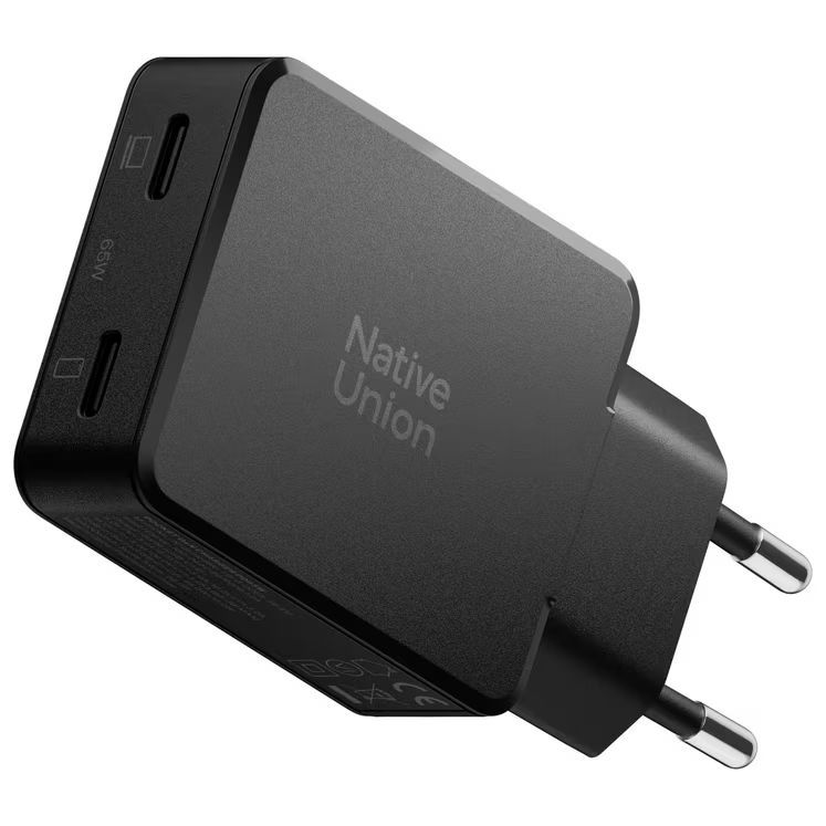 Native Union Pocket GaN Charger 2xUSB-C PD 65W Black Native Union Pocket GaN Charger 2xUSB-C PD 65W Black