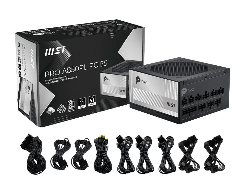 Msi 850W 80+ Platinum PRO A850PL PCIE5 Msi 850W 80+ Platinum PRO A850PL PCIE5
