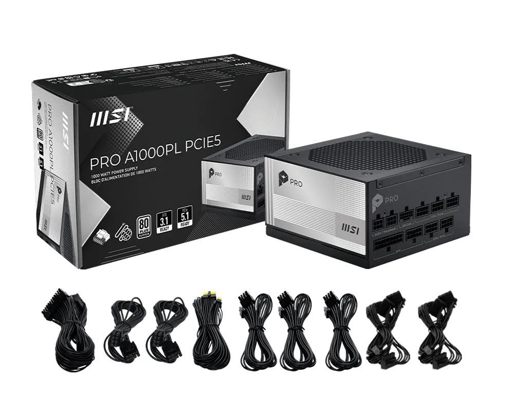 Msi 1000W 80+ Platinum PRO A1000PL PCIE5 Msi 1000W 80+ Platinum PRO A1000PL PCIE5