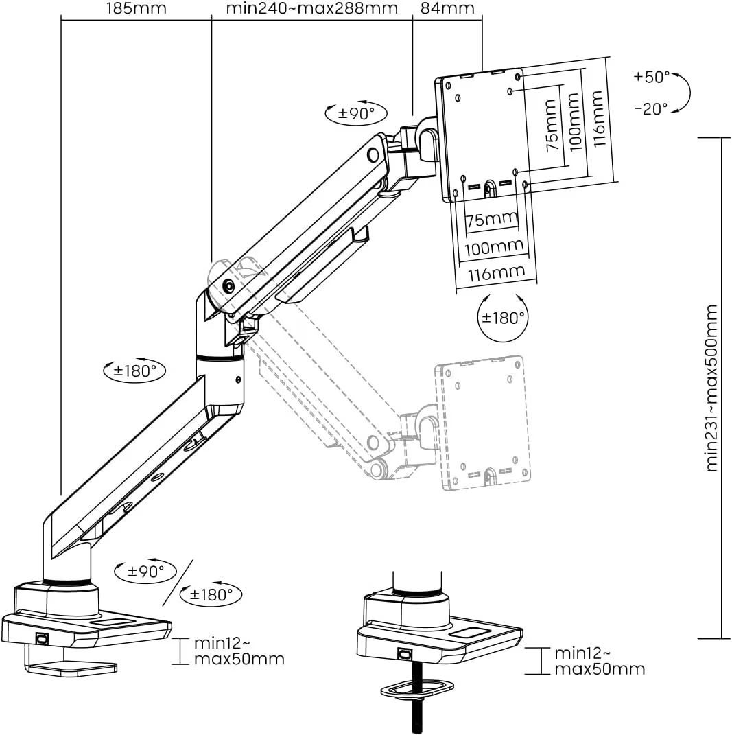 Logilink 17"-49" Monitor Mount Black Logilink 17"-49" Monitor Mount Black