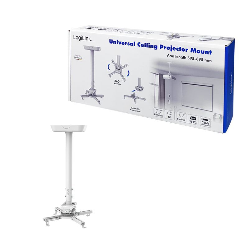 Logilink Projector Mount Arm Length: 595–895mm White Logilink Projector Mount Arm Length: 595–895mm White