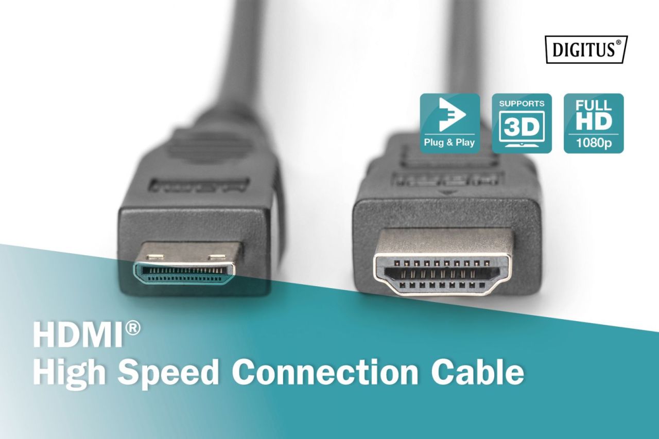 Assmann HDMI High Speed Ethernet connection cable HDMI - mini HDMI 2m Black Assmann HDMI High Speed Ethernet connection cable HDMI - mini HDMI 2m Black