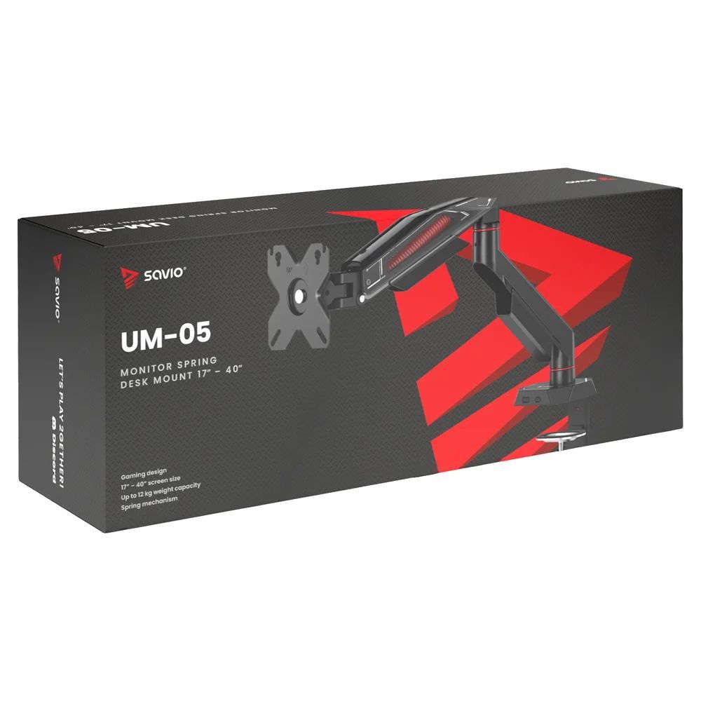 Savio UM-05 Monitor spring desk mount 17"-40" Black