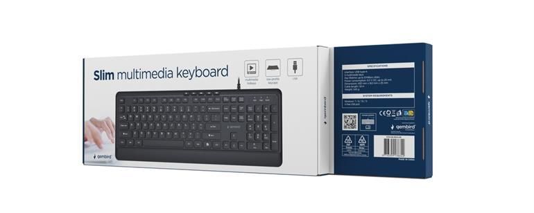 Gembird KB-MCH-05 Slim Wired Multimedia Keyboard Black US