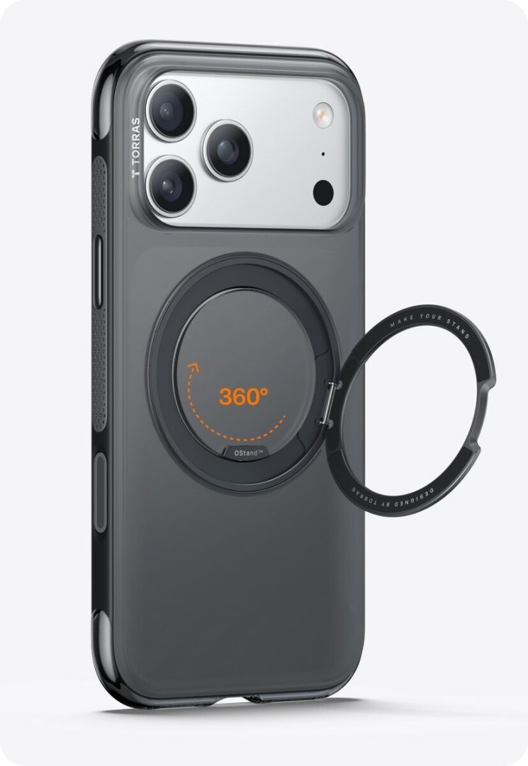 Torras Ostand O Air case for iPhone 17 Pro Obsidian Black