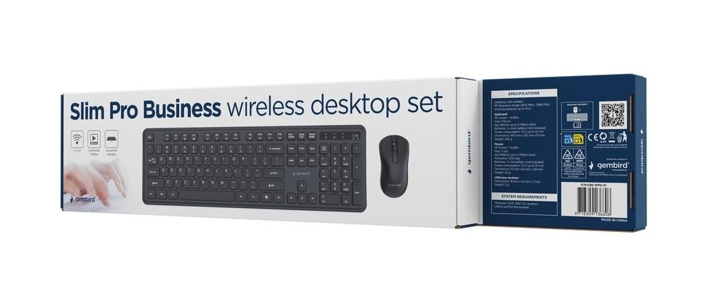 Gembird KBS-WPS-01 Slim Pro Business Wireless Keyboard Combo Black US