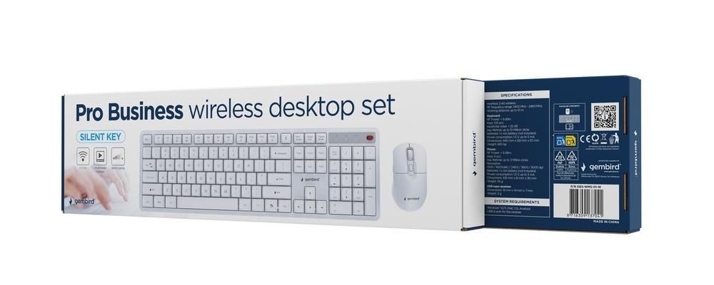 Gembird KBS-WMS-01-W Silent key Pro Business Wireless Keyboard Combo White US