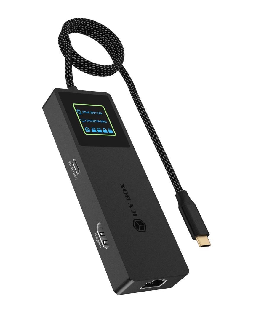 Raidsonic Spade Dock 4038 7-in-1 DockingStation with LCD-Display and PD 100 W Raidsonic Spade Dock 4038 7-in-1 DockingStation with LCD-Display and PD 100 W
