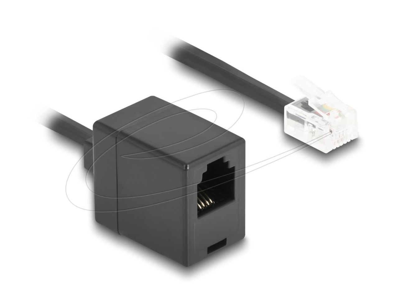 DeLock Telephone Cable / Coiled Cable RJ11 plug to RJ11 jack 1m Black DeLock Telephone Cable / Coiled Cable RJ11 plug to RJ11 jack 1m Black