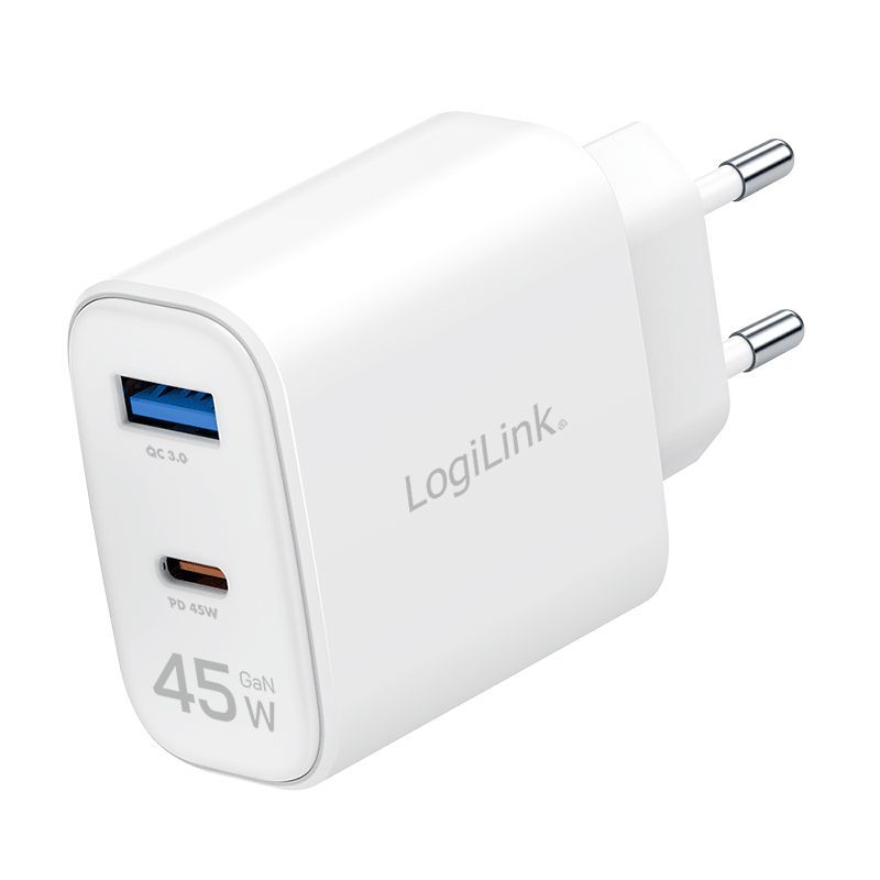 Logilink USB-A/C charger 45W White Logilink USB-A/C charger 45W White