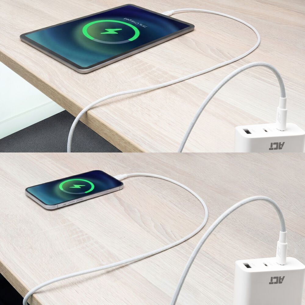 ACT USB 2.0 240W charging/data cable USB-C to USB-C 1m White