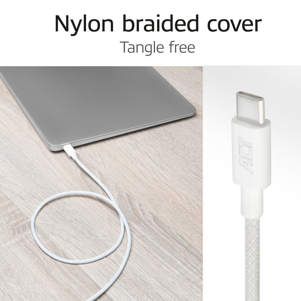 ACT USB 2.0 240W charging/data cable USB-C to USB-C 1m White