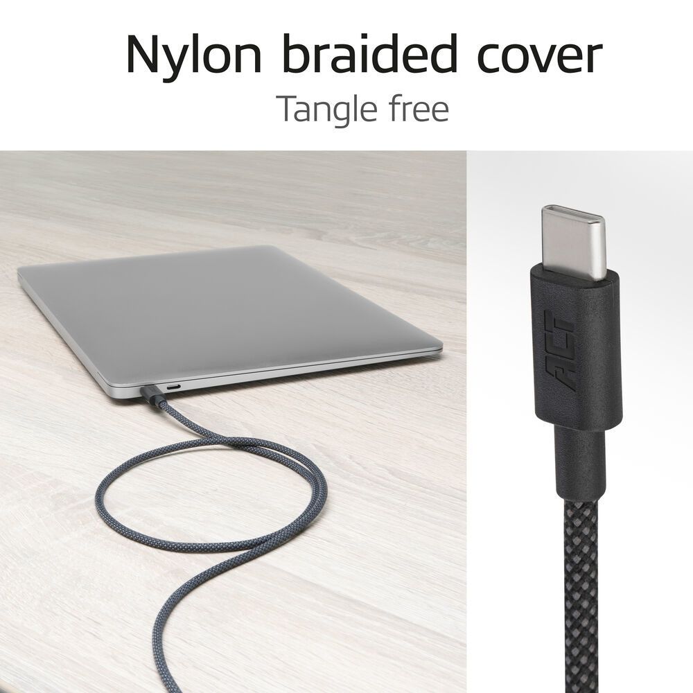 ACT USB 2.0 240W charging/data cable USB-C to USB-C 2m Black