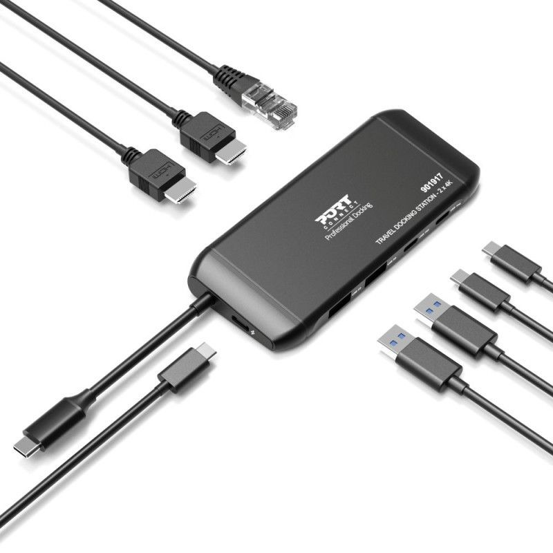 Port Designs 7in1 Mobile Docking Station 2x4K USB-C 100W Black