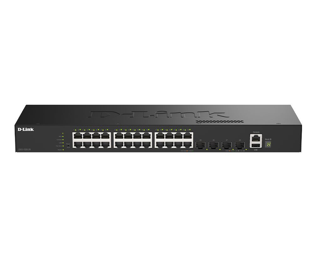 D-Link DGS-1530-28 24-Port Gigabit Stackable Smart Managed Switch D-Link DGS-1530-28 24-Port Gigabit Stackable Smart Managed Switch