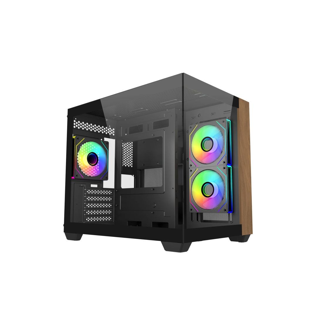 Cooler Master Elite 481 Wood Tempered Glass Black