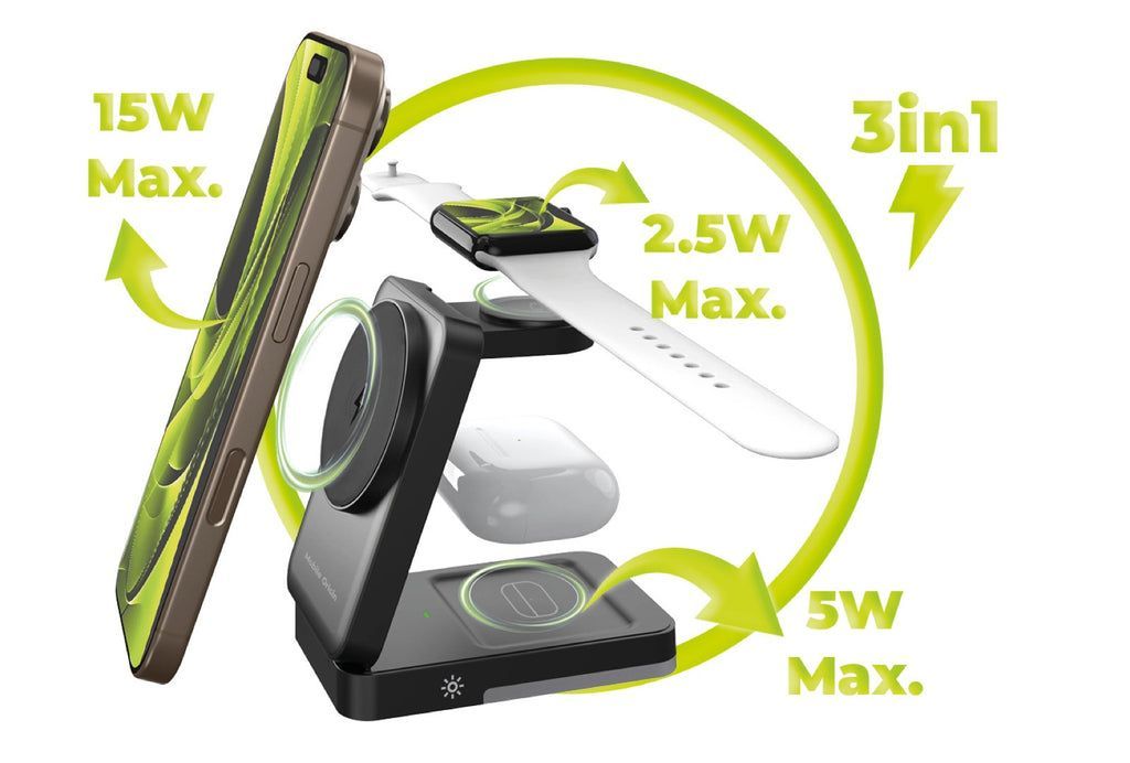 Mobile Origin 3in1 Foldable Charging Stand with light PW28 Black Mobile Origin 3in1 Foldable Charging Stand with light PW28 Black