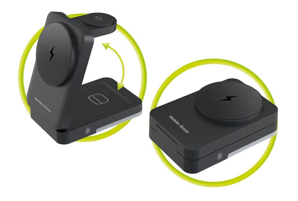 Mobile Origin 3in1 Foldable Charging Stand with light PW28 Black Mobile Origin 3in1 Foldable Charging Stand with light PW28 Black