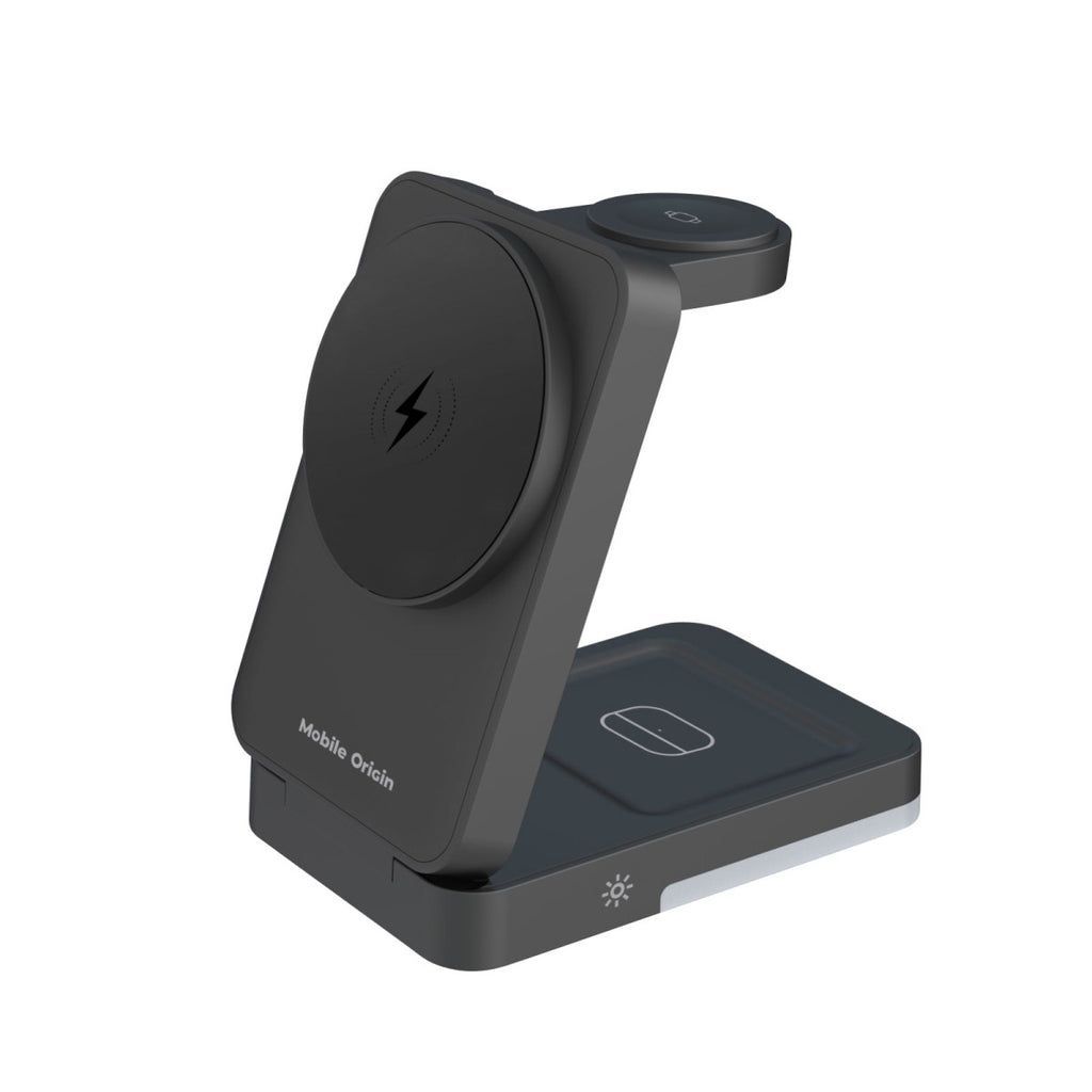 Mobile Origin 3in1 Foldable Charging Stand with light PW28 Black Mobile Origin 3in1 Foldable Charging Stand with light PW28 Black