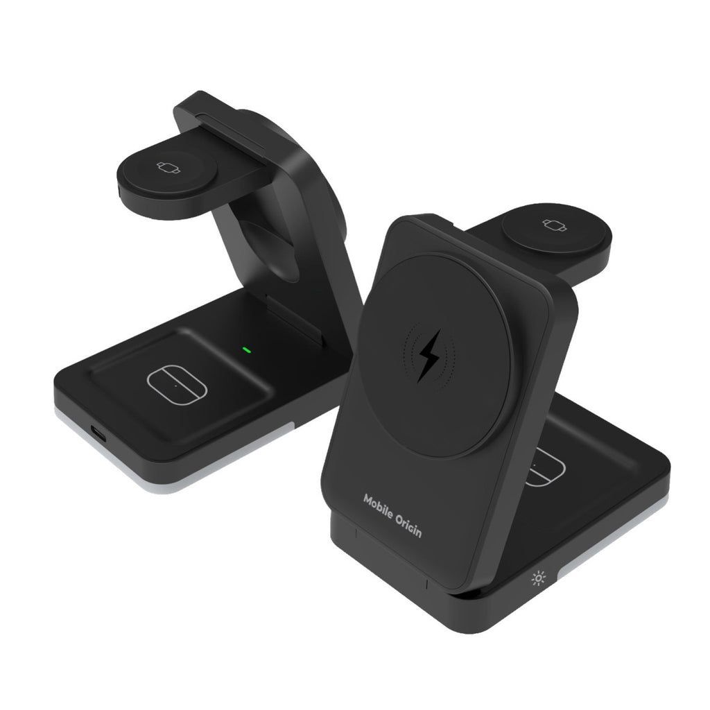 Mobile Origin 3in1 Foldable Charging Stand with light PW28 Black Mobile Origin 3in1 Foldable Charging Stand with light PW28 Black