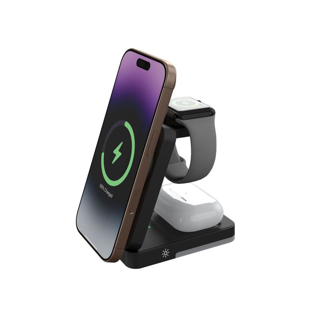 Mobile Origin 3in1 Foldable Charging Stand with light PW28 Black Mobile Origin 3in1 Foldable Charging Stand with light PW28 Black