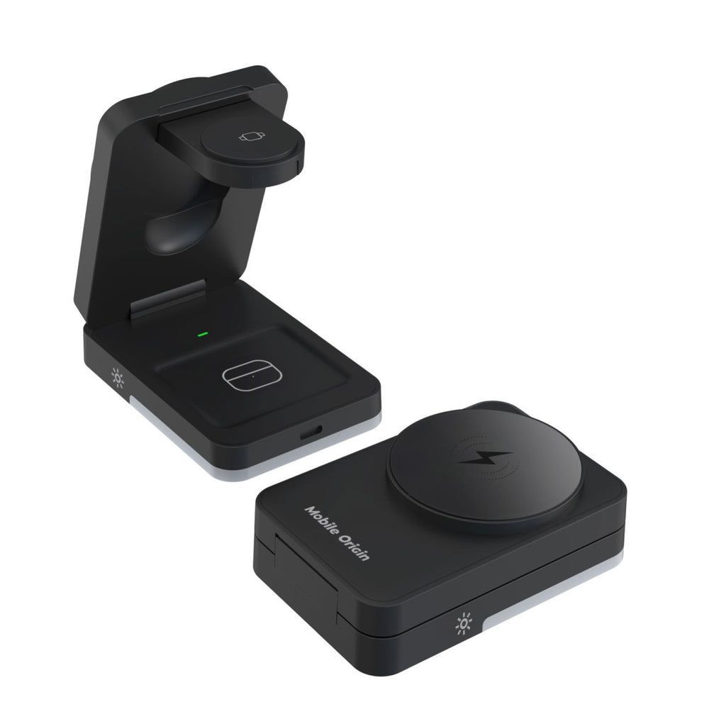 Mobile Origin 3in1 Foldable Charging Stand with light PW28 Black Mobile Origin 3in1 Foldable Charging Stand with light PW28 Black