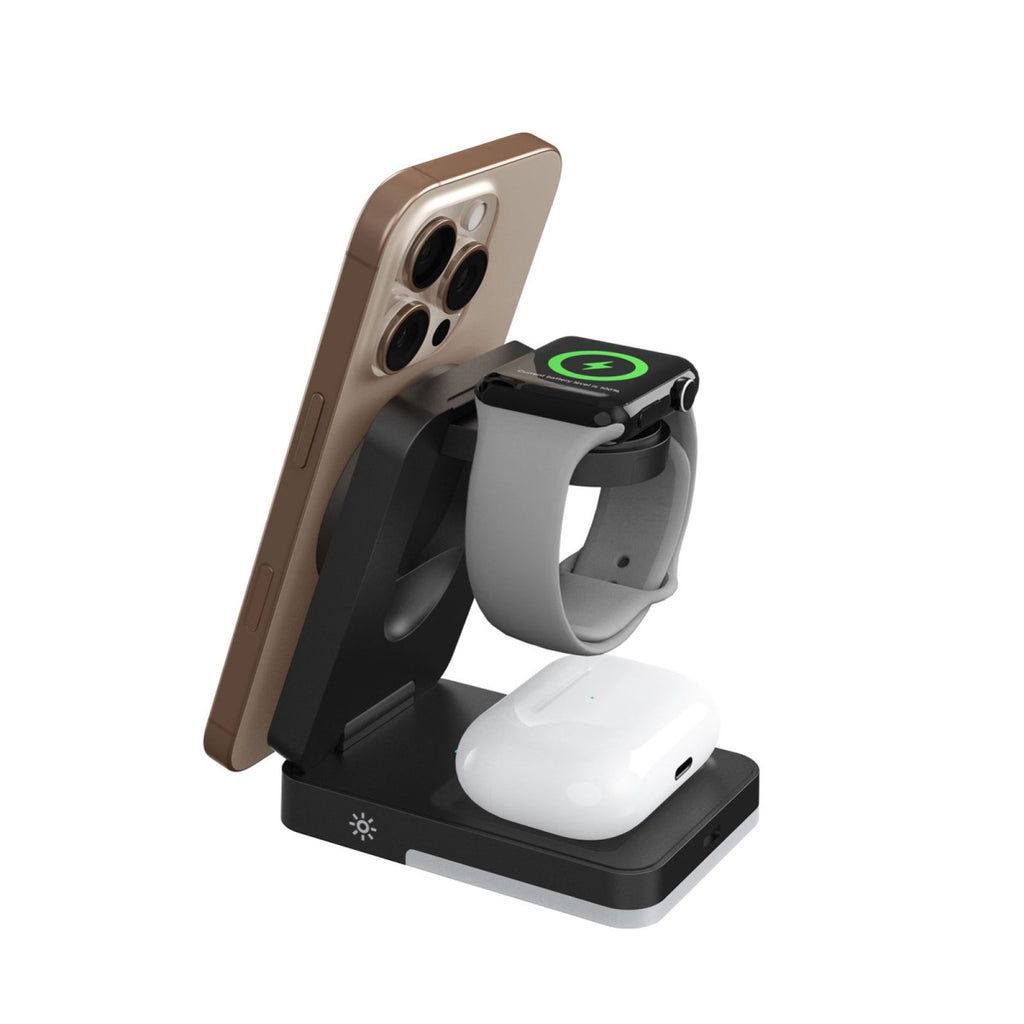 Mobile Origin 3in1 Foldable Charging Stand with light PW28 Black Mobile Origin 3in1 Foldable Charging Stand with light PW28 Black