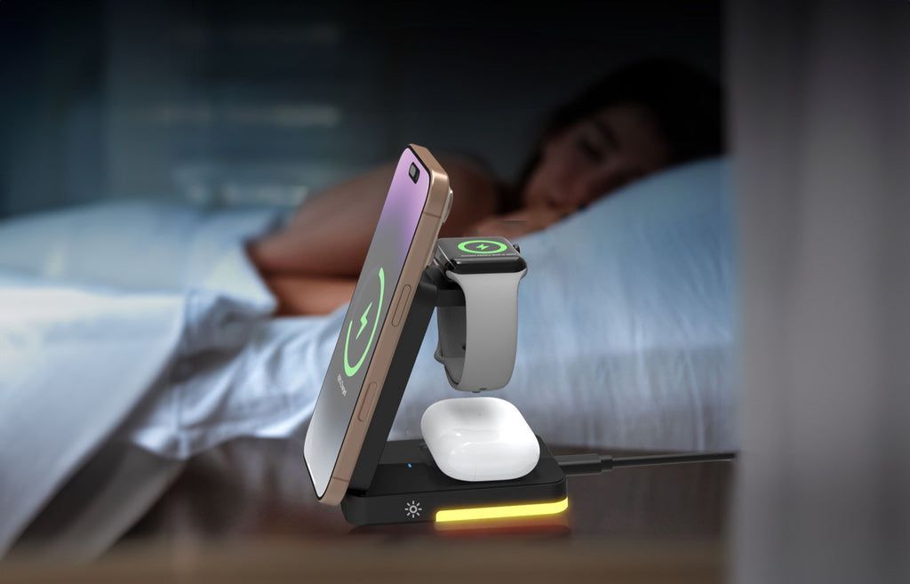 Mobile Origin 3in1 Foldable Charging Stand with light PW28 Black Mobile Origin 3in1 Foldable Charging Stand with light PW28 Black