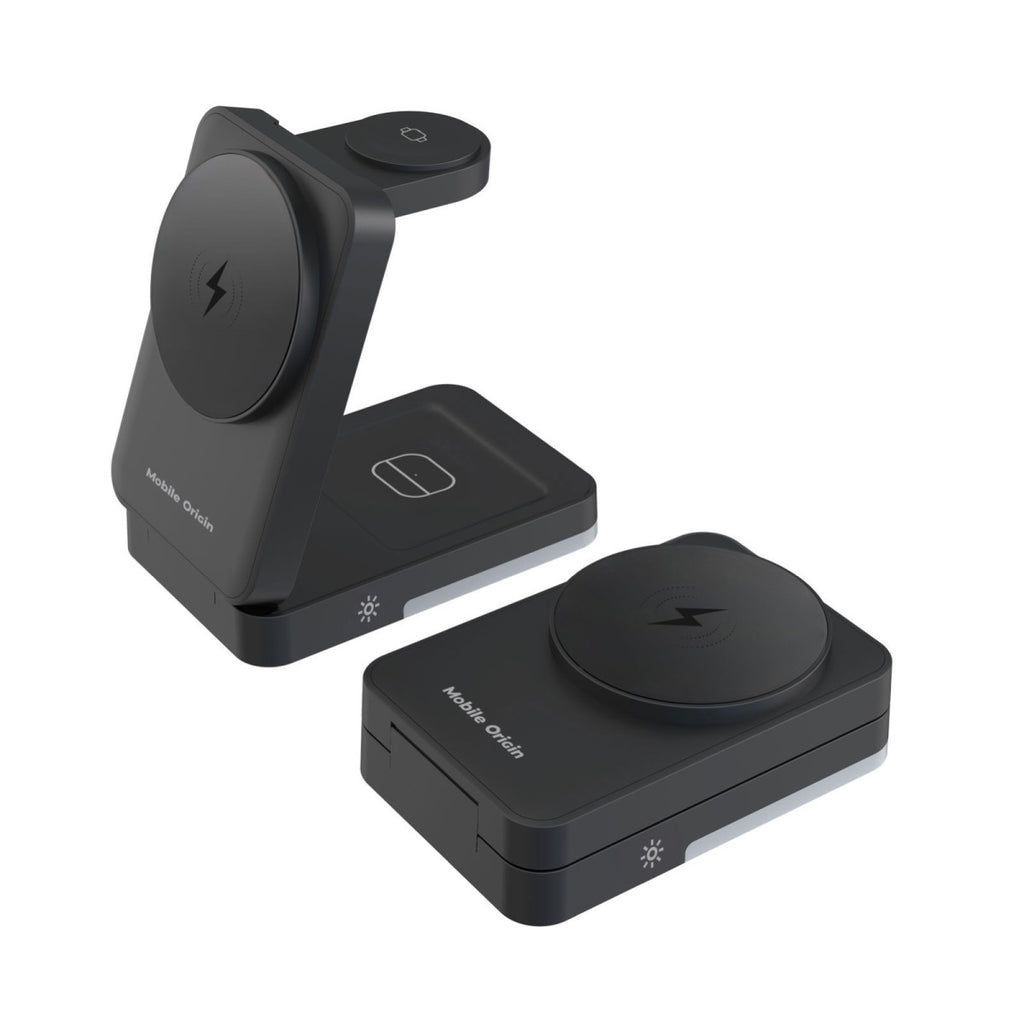 Mobile Origin 3in1 Foldable Charging Stand with light PW28 Black Mobile Origin 3in1 Foldable Charging Stand with light PW28 Black