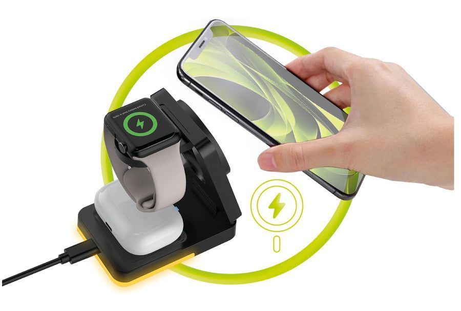 Mobile Origin 3in1 Foldable Charging Stand with light PW28 Black Mobile Origin 3in1 Foldable Charging Stand with light PW28 Black