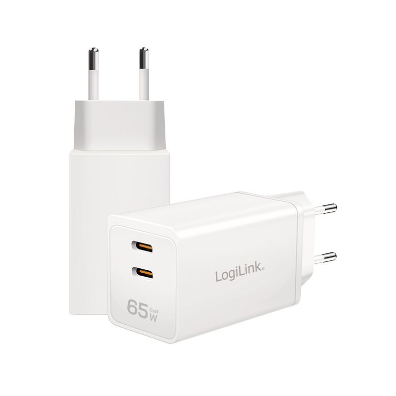 Logilink USB-C charger 2xUSB-C (PD 3.0/QC 4.0) 65W White Logilink USB-C charger 2xUSB-C (PD 3.0/QC 4.0) 65W White