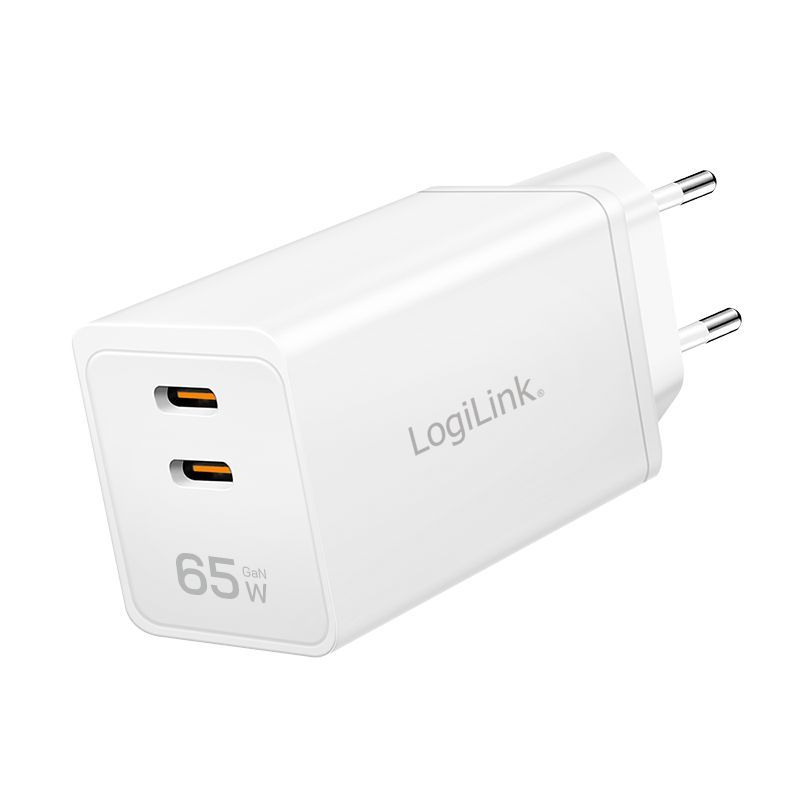 Logilink USB-C charger 2xUSB-C (PD 3.0/QC 4.0) 65W White Logilink USB-C charger 2xUSB-C (PD 3.0/QC 4.0) 65W White